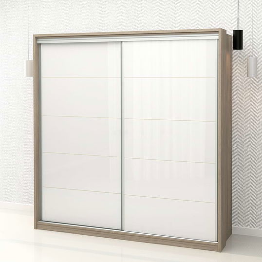 Dulap haine usi culisante PRIMAVERA 205, H205, Oak, Alb Gloss