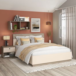 Pat matrimonial AMBRO, cu suport fix inclus, Vizon, Oak