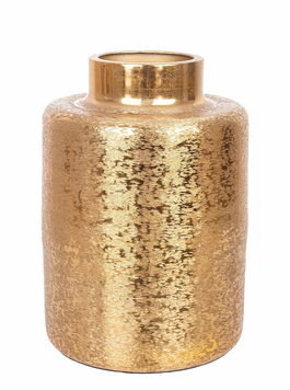 Vaza decorativa din aluminiu, Varanasi Round Auriu Antichizat, Ø24,5xH35,5 cm