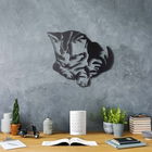Decoratiune de perete, Cute Cat, Metal, Dimensiune: 35 x 43 cm, Negru