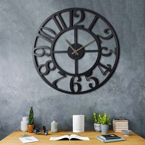 Ceas de perete, Circle XL, Metal, Dimensiune: 70 x 70 cm, Negru
