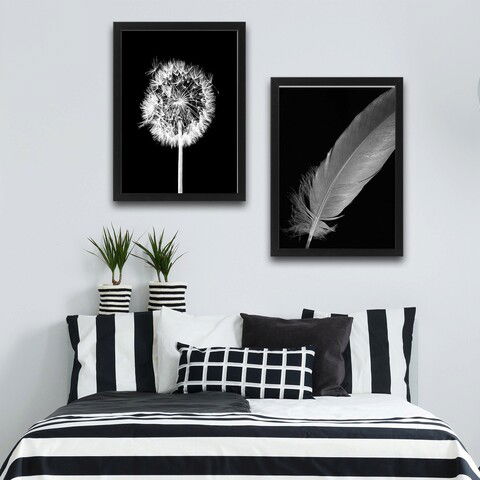 Set 2 tablouri decorative, Dandelion Feather Set, PAL, Hartie, Multicolor