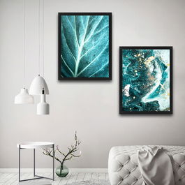 Set 2 tablouri decorative, Turquoise Set, PAL, Hartie, Multicolor