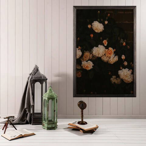 Tablou decorativ, White Flowers, Lemn, Lemn, Multicolor