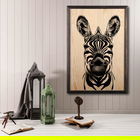 Tablou decorativ, Zebra, Lemn, Lemn, Multicolor