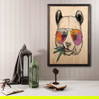 Tablou decorativ, Cool Panda XL, Lemn, Lemn, Multicolor