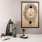 Tablou decorativ, Cute Lion XL, Lemn, Lemn, Multicolor