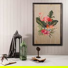 Tablou decorativ, Flamingo XL, Lemn, Lemn, Multicolor