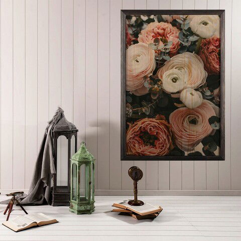Tablou decorativ, Roses XL, Lemn, Lemn, Multicolor