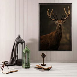 Tablou decorativ, Stag Horn XL, Lemn, Lemn, Multicolor