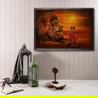 Tablou decorativ, Touch The Lıon XL, Lemn, Lemn, Multicolor