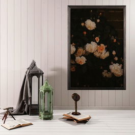Tablou decorativ, White Flowers XL, Lemn, Lemn, Multicolor