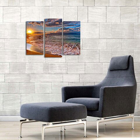 Set 3 tablouri decorative, 3PATHW-1, Canvas, 20 x 39 cm, 2 piese, Multicolor