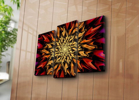Set 3 tablouri decorative, 3PATK-108, Canvas, 20 x 39 cm, 2 piese, Multicolor
