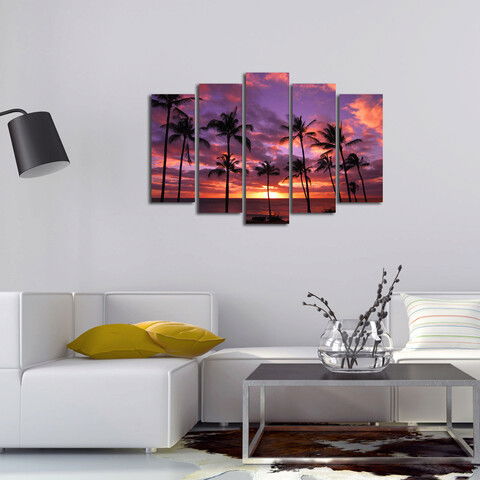 Set 5 tablouri decorative, 5PATHW-1, Canvas, 19 x 70 cm, Multicolor
