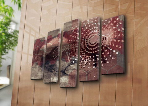 Set 5 tablouri decorative, 5PATK-216, Canvas, 19 x 70 cm, Multicolor