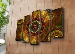 Set 5 tablouri decorative, 5PATK-248, Canvas, 19 x 70 cm, Multicolor