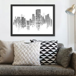 Tablou decorativ, Buildings (35 x 45), MDF , Polistiren, Alb negru