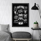 Tablou decorativ, Fast Food (35 x 45), MDF , Polistiren, Alb negru