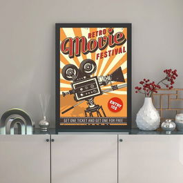 Tablou decorativ, Retro Movie Festival (35 x 45), MDF , Polistiren, Multicolor