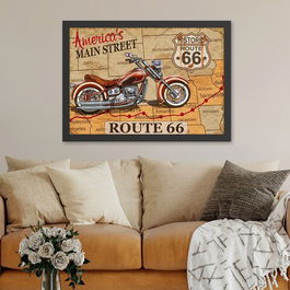 Tablou decorativ, Route 66 (35 x 45), MDF , Polistiren, Multicolor
