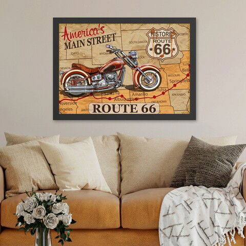 Tablou decorativ, Route 66 (35 x 45), MDF , Polistiren, Multicolor