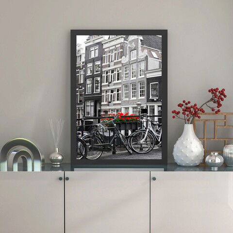 Tablou decorativ, Bicycle (40 x 55), MDF , Polistiren, Negru/Roșu