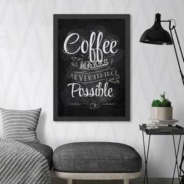 Tablou decorativ, Coffee 2 (40 x 55), MDF , Polistiren, Alb negru