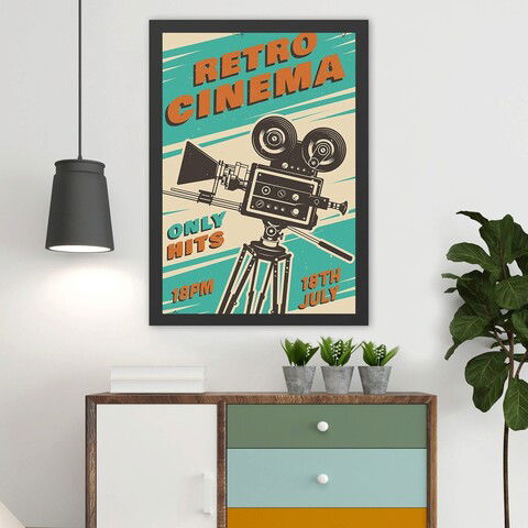Tablou decorativ, Retro Cinema 2 (40 x 55), MDF , Polistiren, Multicolor