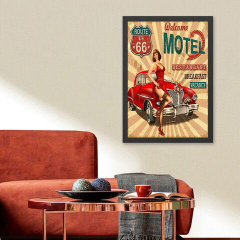 Tablou decorativ, Welcome Motel (40 x 55), MDF , Polistiren, Multicolor