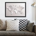 Tablou decorativ, World (40 x 55), MDF , Polistiren, Alb negru