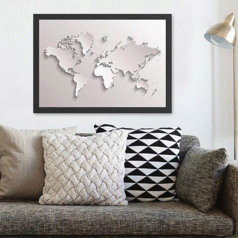 Tablou decorativ, World (40 x 55), MDF , Polistiren, Alb negru