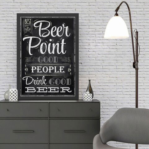 Tablou decorativ, Beer Point (55 x 75), MDF , Polistiren, Alb negru