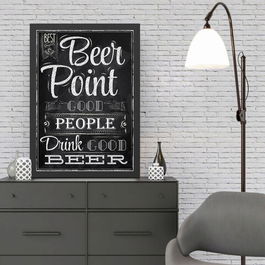 Tablou decorativ, Beer Point (55 x 75), MDF , Polistiren, Alb negru