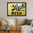 Tablou decorativ, Detroit Beer (55 x 75), MDF , Polistiren, Galben / Albastru închis