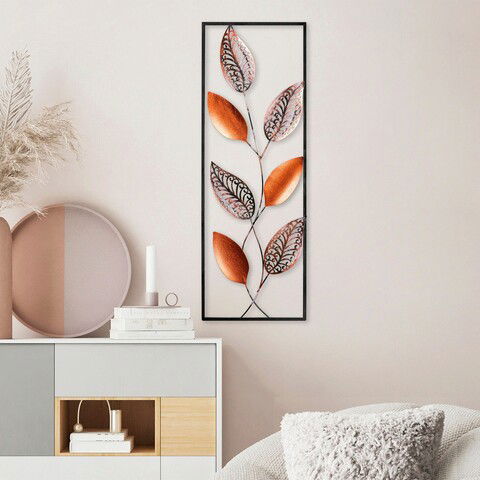 Decoratiune de perete, Leaf 3, Metal, Dimensiune: 32 x 90 cm, Multicolor