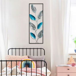 Decoratiune de perete, Leaf 2, Metal, Dimensiune: 32 x 90 cm, Multicolor