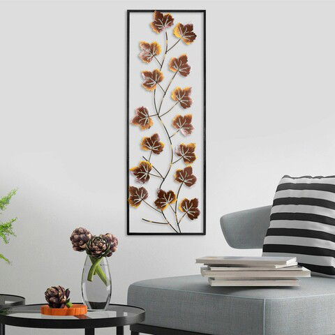 Decoratiune de perete, Platane 3, Metal, Dimensiune: 32 x 90 cm, Multicolor