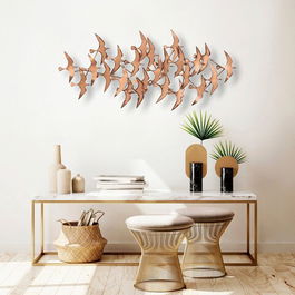 Decoratiune de perete, Martılar, Metal, Dimensiune: 121 x 57 x 5 cm, Multicolor