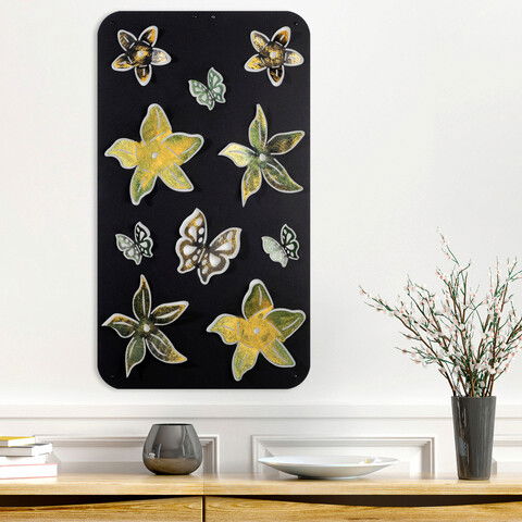 Decoratiune de perete, Wenzhou, Metal, Dimensiune: 40 x 1,5 x 70 cm, Negru