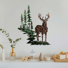 Decoratiune de perete, Deer 2, Metal, Dimensiune: 65 x 79 cm, Multicolor