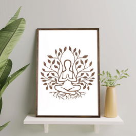 Tablou decorativ, TD073, Lemn, Desenat manual, Natural