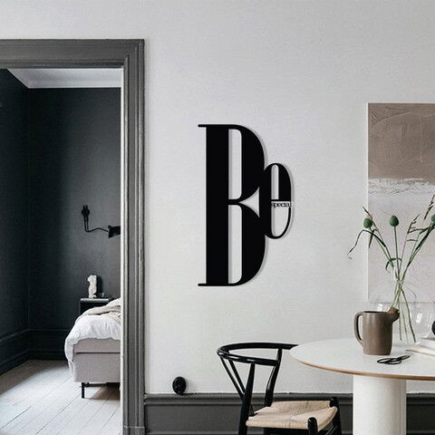 Decoratiune de perete, Panda Metal Decor, Metal, Dimensiune: 50 x 29 cm, Negru