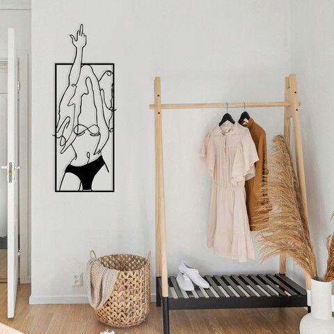 Decoratiune de perete, Kajmer, Metal, Dimensiune: 24 x 63 cm, Negru