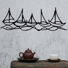 Decoratiune de perete, Deryadil, Metal, Dimensiune: 68 x 24 cm, Negru