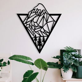 Decoratiune de perete, Mountaın, Metal, Dimensiune: 46 x 52 cm, Negru