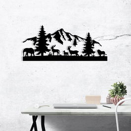 Decoratiune de perete, Mozzafiato, Metal, 70 x 30 cm, Negru