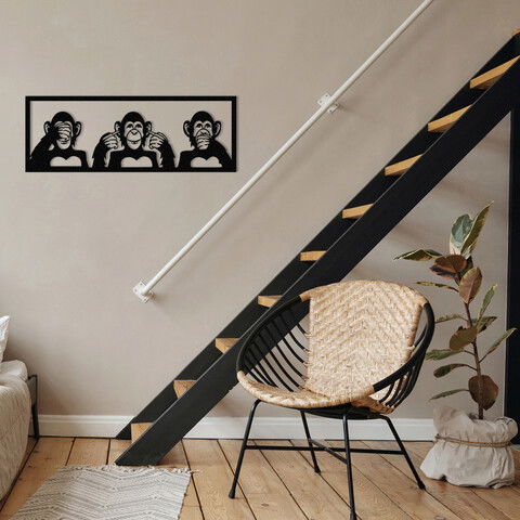 Decoratiune de perete, Boni, Metal, 70 x 25 cm, Negru