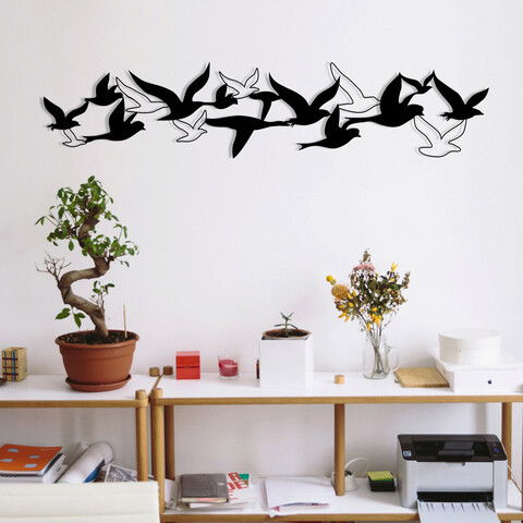 Decoratiune de perete, Eagle Metal Decor, Metal, 100 x 22 cm, Negru
