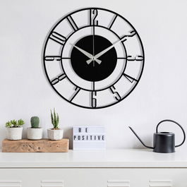 Ceas de perete, Enzoclock, Metal, Dimensiune: 48 x 48 cm, Negru